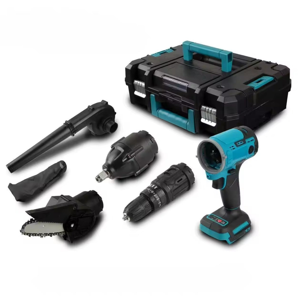 Kit 5 in 1 trapano avvitatore mini motosega soffiatore