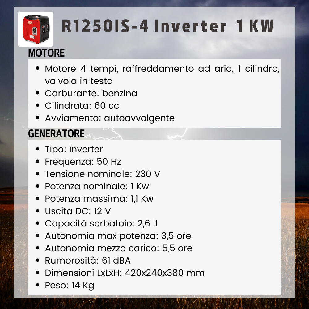 Generatore R1250iS-4 Inverter 1 KW