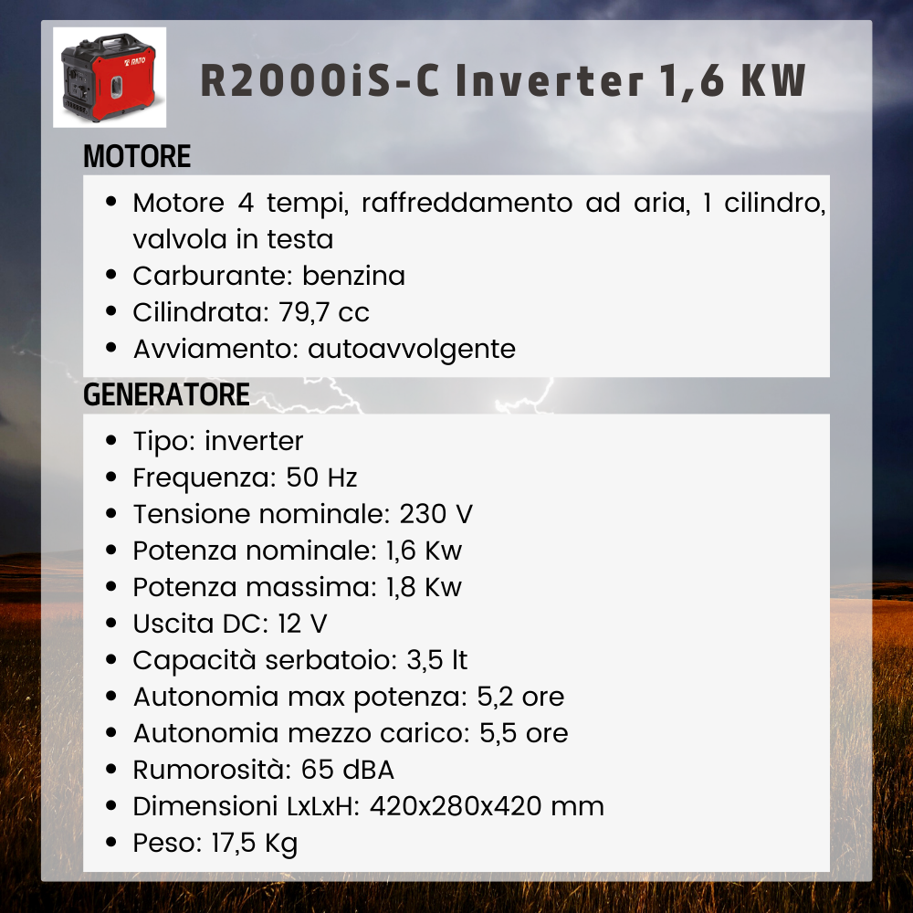 Generatore R2000iS-C Inverter 1,6 KW